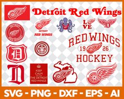 Detroit Red Wings Hockey Bundle Svg, Hockey Logo Svg, Hockey Svg, Hockey Team Svg File Cut Digital Download