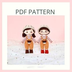 Min and Mina couple crochet pattern. Amigurumi crochet pattern. Couple doll. Doll pattern. PDF file.