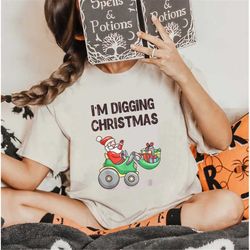 Santa t-shirt, I'm Digging Christmas Tee, Vintage Santa Baby Shirt, Christmas Tshirt Family, Retro Santa Tee Festive San