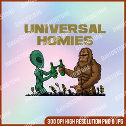 Alien And Bigfoot Drinking Beer png, PNG High Quality, PNG, Digital Download
