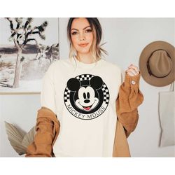 Disney Mickey Mouse Checkerboard Circle T-shirt, Mickey Checkered Shirt, Retro Disney Shirts, Mickey Shirt, Vintage Disn