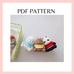 Cute bears crochet pattern. Amigurumi crochet pattern. PDF file.