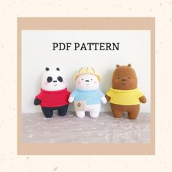 Cute bears. Teddy bear. Amigurumi crochet pattern. Teddy crochet pattern. PDF amigurumi pattern.