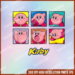 Kawaii Cute Kirby Super Star vector PNG Bundle Clipart set instant download, printable game character Vector, PNG