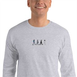 Long Sleeve T-shirt Embroidered Abbey Road The Beatles Crewneck Unisex | Come Together Abbey Road Design on Long Sleeve