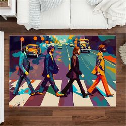 The Beatles Colorful Oil Painting Rug, Beatles Art, Music Rug, Music Art, Music Gifts, Music Room Decor, Music Room, Mus