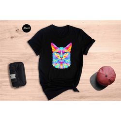 Colorful Cat Shirt, Cute Colorful Cat Drawing, Funny Cat Shirt, Cat Owner Shirt, Cat Lover Shirt, Cat Owner Gift
