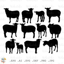 Sheep Svg Farm Animal Silhouette Cricut files Stencil Templates Dxf Clipart Png Pet Sheep Jpg