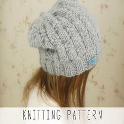 KNITTING PATTERN slouchy hat x Basic slouch knit pattern x Basic beanie x Bow hat x Chunky winter hat x Bow hat knitting