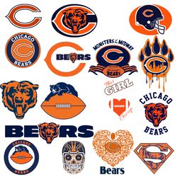 Chicago Bears Football Bundle Svg, Sport Svg, NFL Svg, NFL Logo Svg, Football Team Svg Digital Download