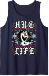 Disney Frozen Olaf Hug Life Ugly Christmas Sweater Style Tank Top