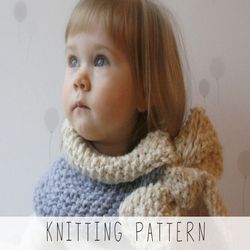 KNITTING PATTERN easy scarf x Chunky scarf knit pattern x Kids scarf pattern x Knit cowl pattern x Beginners knitting
