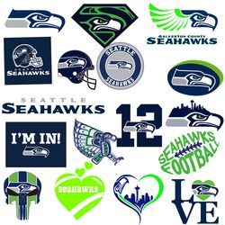 Seattle Seahawks Football Bundle Svg, Sport Svg, NFL Svg, NFL Logo Svg, Football Team Svg Digital Download