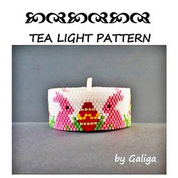 Happy Easter Bunny Tea Light Holder Peyote Pattern Easter Eggs Beading Seed Bead Candle Cover Beaded Rabbit DIY Decor