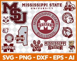Mississippi State Bulldogs Football Bundle Svg, Sport Svg, NCAA Svg, NCAA Logo Svg, Football Team Svg Digital Download