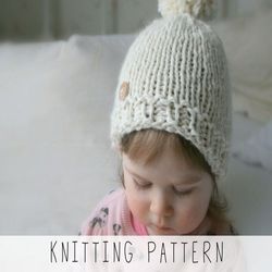 knitting pattern basic beanie x beginner winter hat x kids hat knit pattern x easy chunky hat pattern x baby hat knit