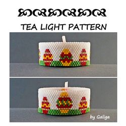 Easter Eggs Tea Light Holder Peyote Pattern Spring Holiday Home Decor Seed Bead Candle Cover Beaded DIY Beadweaving