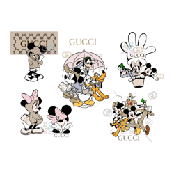 Disney Gucci Cartoon Bundle Svg, Brand Logo Svg, Mickey Svg, Minnie Svg, Pluto Svg, Donald Svg