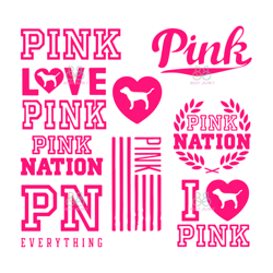 Love Pink Bundle Svg, Trending Svg, Pink Svg, Pink Nation Svg, Brand Logo Svg