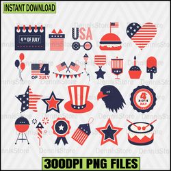 4th of July Vector Bundle PNG,Retro 4th July Png Bundle,4th Of July Png Bundle, Freedom Png Bundle, Red White Blue Png,I