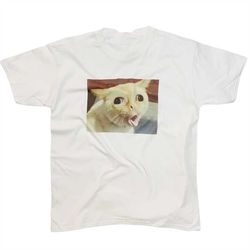 Cat Gagging Meme T-Shirt Funny Kitty Feline Top Iconic Meme