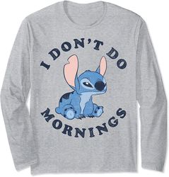 Disney Lilo & Stitch I Don't Do Mornings Distressed V2 Long Sleeve
