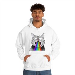 Cat Throwing Up Rainbow Funny Vomiting Kitty Lover Drawing T-shirt, Hoodie 3