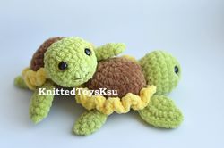 turtle sunflower toy, cute sea turtle plushie desk pet, worry pet tortoise