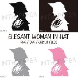 Elegant Woman In Hat | Girl PNG, Woman Silhouette SVG