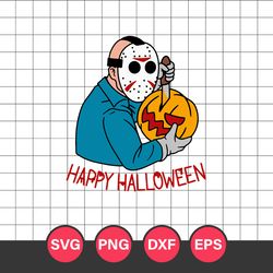 Jason Happy Halloween Svg, Jason Voorhees Svg, Horror Movie Svg, Halloween Svg, Png Dxf Eps Digital File