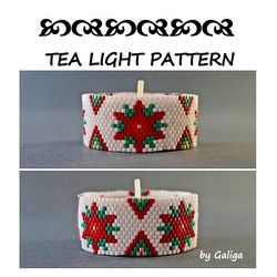 CHRISTMAS FLOWER Poinsettia Do It Yourself Tea Light Holder Peyote Pattern Xmas Beading Candle Cover Tealight Decor