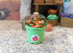 Bucket with carrots. Puppet miniature. 1:12. Doll garden.
