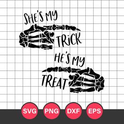 She Is My Trick He Is My Treat Svg, Horror Movies Svg, Halloween Svg, Png Dxf Eps Digital File