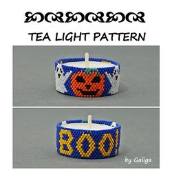 HALLOWEEN BOO Ghost Tea Light Holder Pattern PUMPKIN Tealight Beading Candle Cover Holiday Home Decor Seed Bead Design