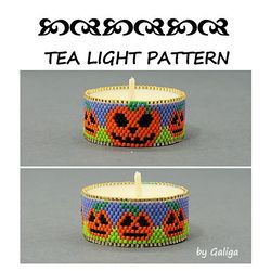 PUMPKIN Tea Light Holder Pattern Peyote HALLOWEEN Tealight Beading Do It Yourself At Home Beaded Design Beadwooven
