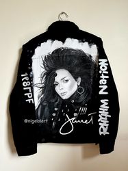Janet Jackson Together Again concert tour Painted denim jacket Custom jacket Portrait from photo Personalized jacket