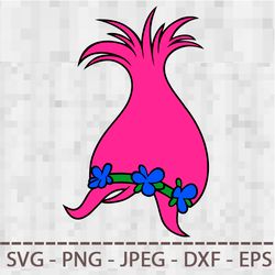 Poppy hair Poppy Trolls SVG PNG JPEG Digital Cut Vector Files for Silhouette Studio Cricut Design