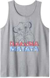 Disney Lion Hakuna Matata Red , White And Blue Tank Top