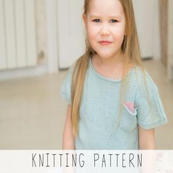 Kids tee shirt KNITTING PATTERN T-Shirt Knit Pattern Summer Tank Top Pattern Knit Kids Summer Knitting Pattern Pocket