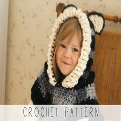 EASY CROCHET PATTERN hooded chunky poncho x Wolf poncho crochet pattern x Wolf pattern x Fox poncho x Halloween costume