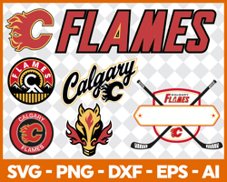 Calgary Flames Hockey Bundle Svg, Sport Svg, NHL Svg, NHL Logo Svg, Hockey Team Svg Digital Download