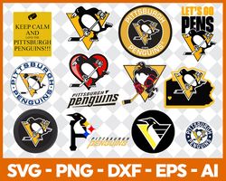Pittsburgh Penguins Hockey Bundle Svg, Sport Svg, NHL Svg, NHL Logo Svg, Hockey Team Svg Digital Download