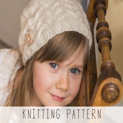 KNITTING PATTERN cable hat x Mittens knit pattern x Slouch hat pattern x Easy mittens pattern x Slouch beanie hat
