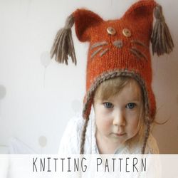 knitting pattern earflap hat x baby hat pattern x kids animal hat x earflap beanie x easy hat pattern x earflap cap hat