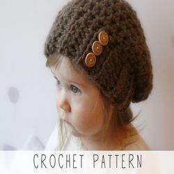 CROCHET PATTERN basic slouch x Beginners beanie hat crochet pattern x Easy hat crochet pattern x Chunky hat x Kids