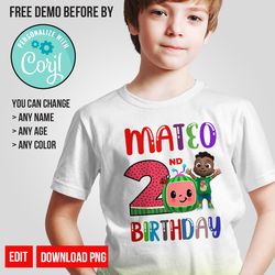 Personalize Cody Cocomelon Birthday Shirt PNG Digital Instant Download