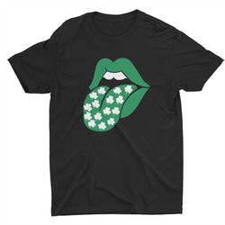 St Patricks Day TShirt | Rolling Stones Inspired | Shamrock Lip Design | Rock And Roll | Celebrate | Kiss Me Im Irish |