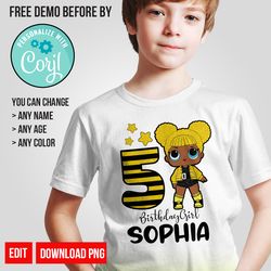 Personalize Lol Queen Bee Birthday Girl Shirt PNG Digital Instant Download