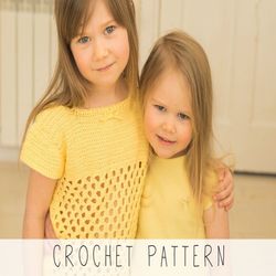 CROCHET PATTERN summer top x Girls tank crochet pattern x Toddler top crochet pattern x Light summer top x Sleeved shirt