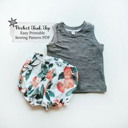 baby or child tank top sewing pattern pdf | 9 sizes | easy sewing pattern, video tutorial included, tank top pattern pdf